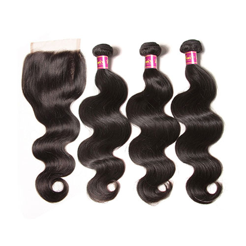 Braziliaanse Body Wave Virgin Haar Bundels Met Sluiting 4 STKS Menselijk Haar Bundels Met Sluiting 8-26 "maagd Haarverlenging